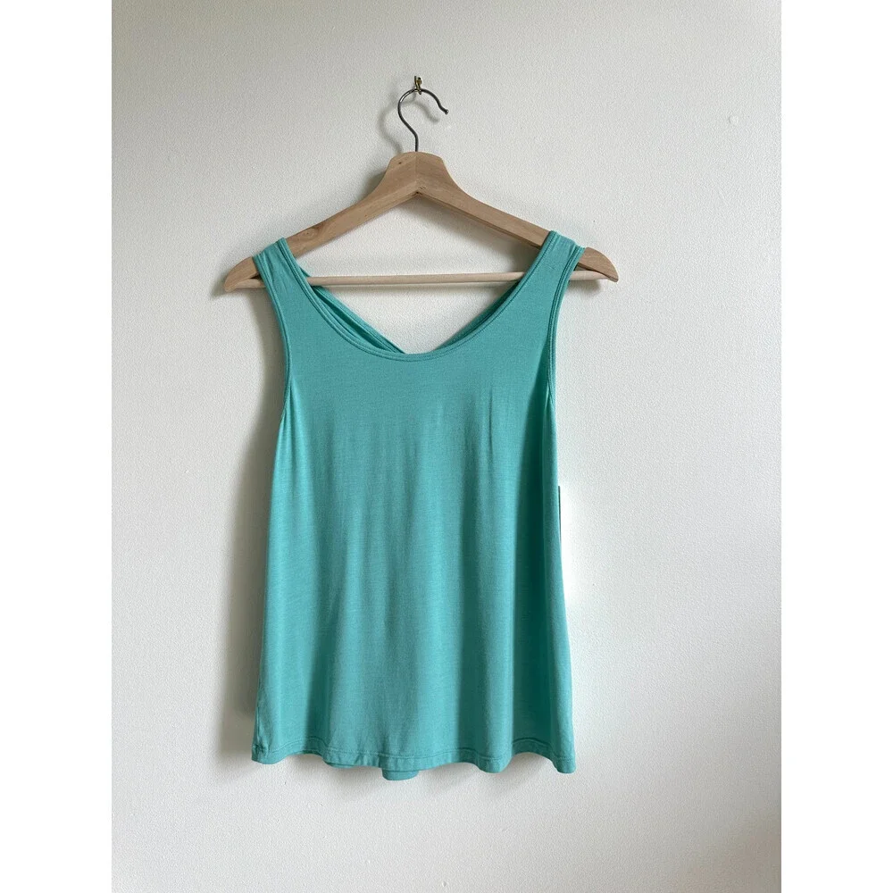 Nicole Miller Sport Teal Cross Back Stretch Activewear Tank Work Out size L $58 - Picture 1 of 9
